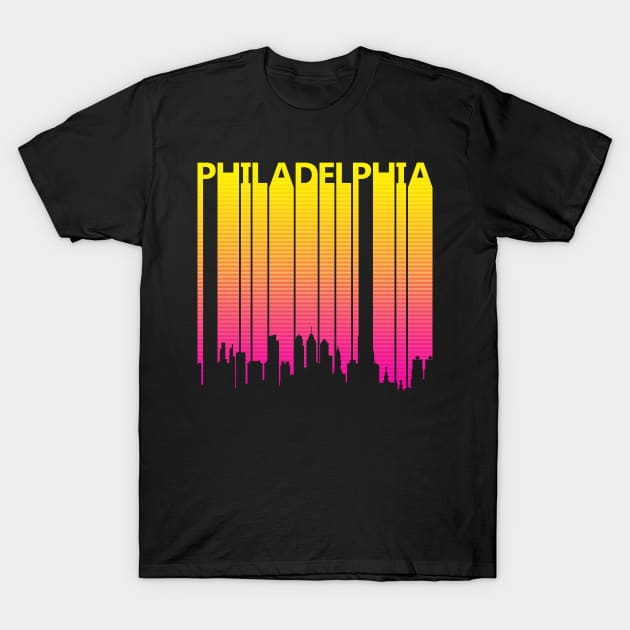 Retro Philadelphia Skyline Silhouette T-Shirt by GWENT